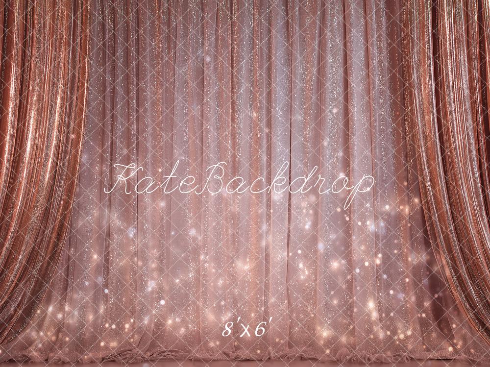 Kate Stage Rose Gold Curtain Bokeh Sparkle Printed Backdrop Designed by Angela Miller