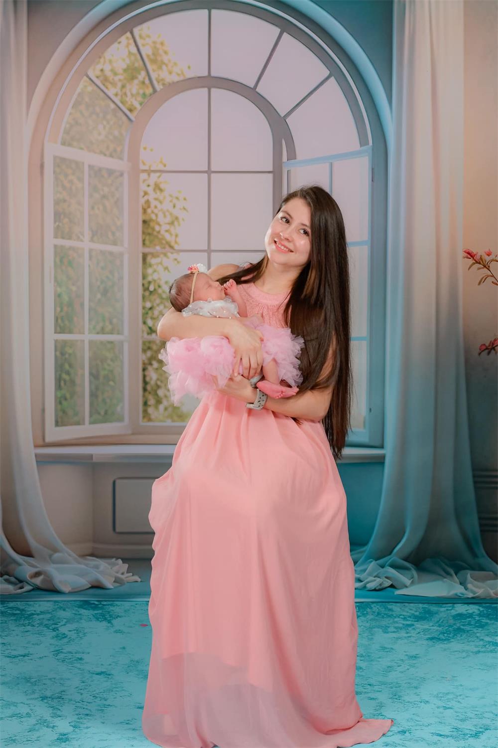 Bruiloft Wit Raam Zonneschijn Kasteel Bloem Foto Achtergrond Ontworpen door Chain Fotografie