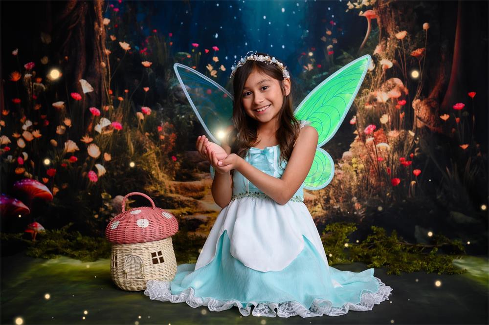 Kate Fantasy Firefly Mushroom Forest Backdrop for Photography