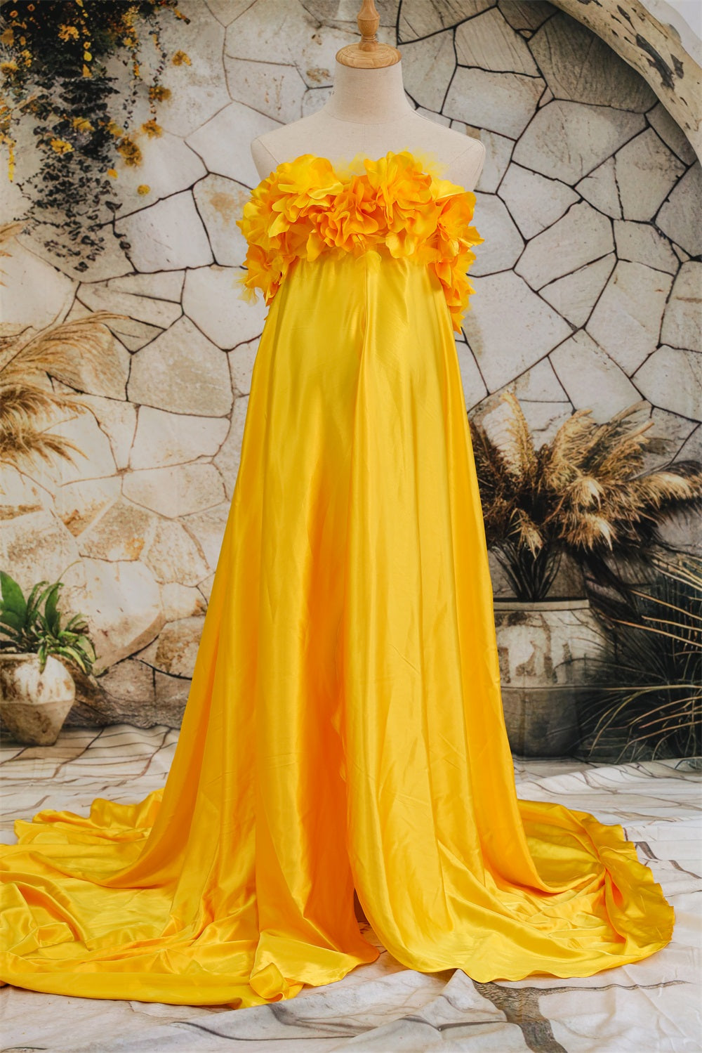 Kate Simulated Silk Strapless Trailing Custom Maternity Photoshoot Gowns