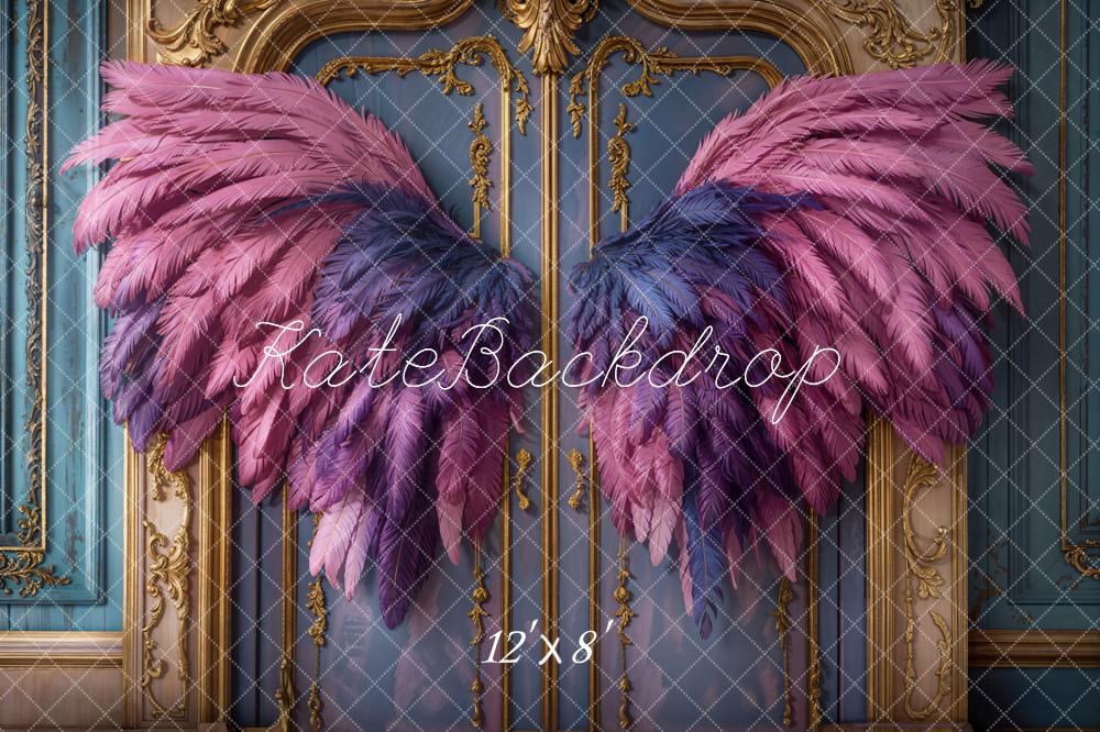 Fantasy Pink Angel Wings Vintage Door Foto Achtergrond Designed by Emetselch