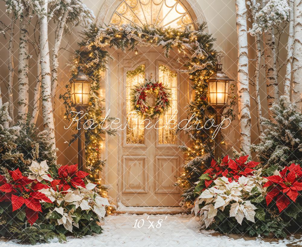 Kate Christmas Door Garland Poinsettia Tree Backdrop Designed by Emetselch