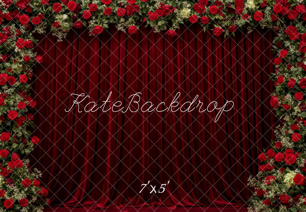 Kate Valentine's Day Red Curtain With Rose Flower Arch Backdrop Designed by Patty Roberts