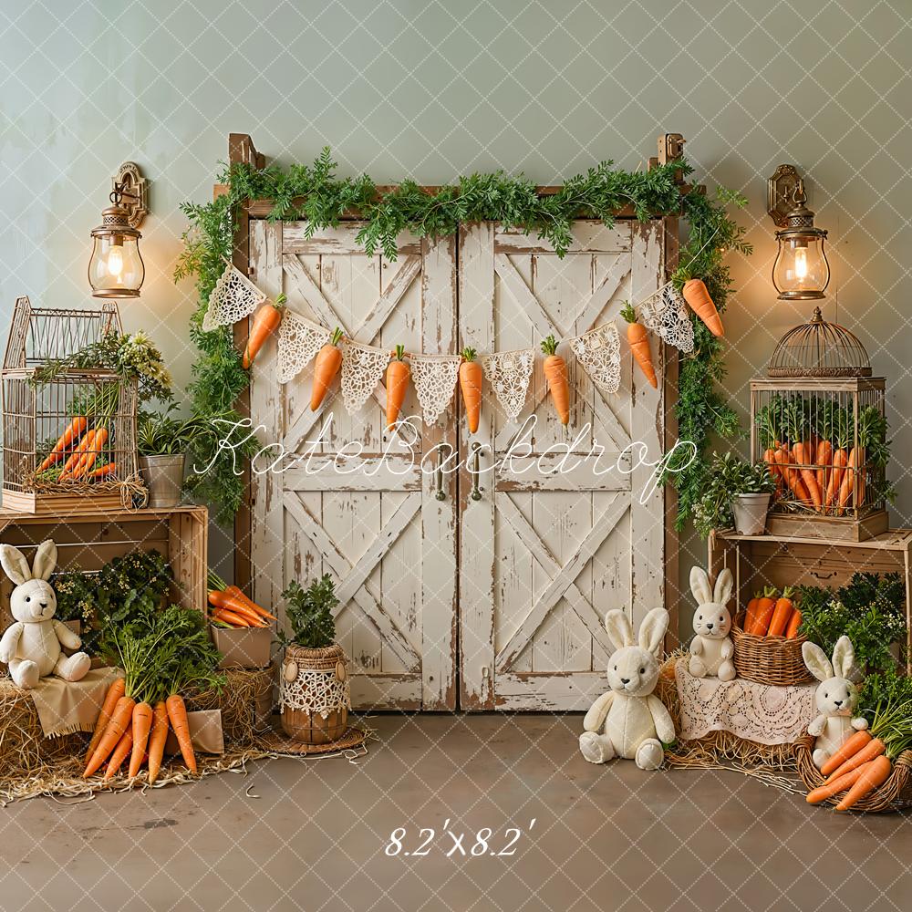 Kate Easter Bunny Carrot Rustic Barn Door Backdrop Designed by Emetselch