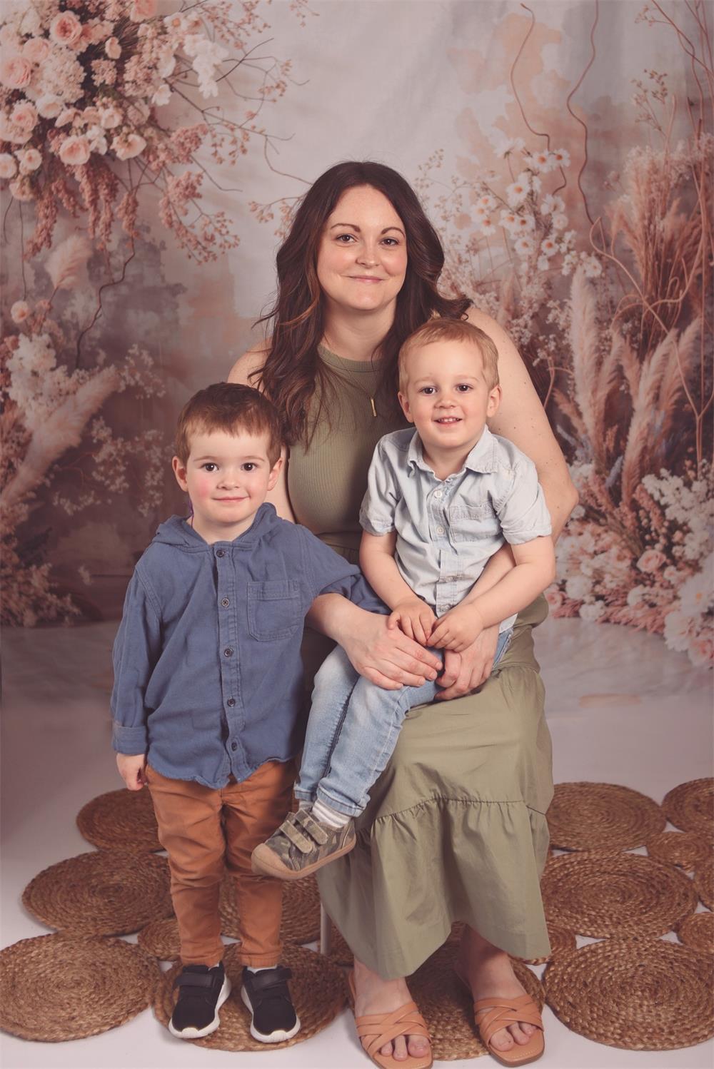 Kate Boho Abstract Art Flower Reed Light Grey Wall Backdrop Designed by Emetselch