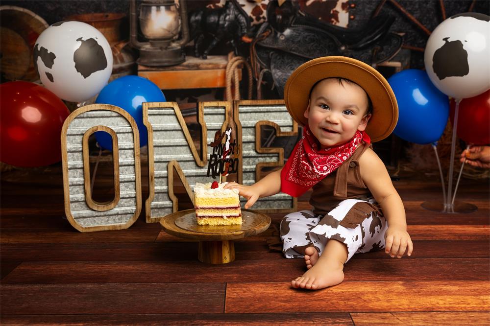 Kate Cake Smash Wild West Backdrop Designed by Arica Kirby