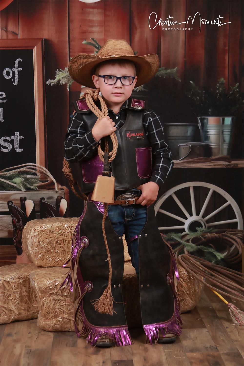 Sfondo murale Wild West Cowboy Marrone in Stile Retrò Progettato da Patty Robert