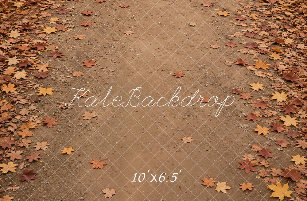 Kate Fall Leaves Covered Path Floor Printed Backdrop Designed by Kate Image