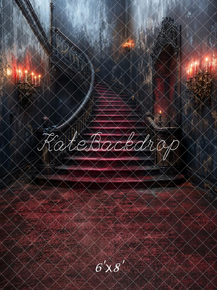 Kate Halloween Gothic Cascading Stairs Red Carpet Backdrop Designed by Emetselch