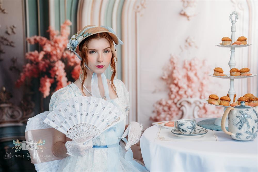 Sfondo murale vintage rosa e verde progettato da Chain Photography