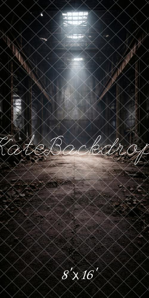 Kate Sweep Abandoned Warehouse Light Rays Printed Backdrop Designed by Vertigo Productions