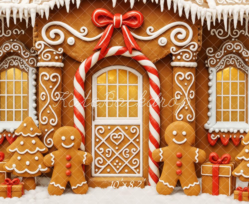 Kate Christmas Gingerbread House Bow Backdrop Designed by Patty Roberts