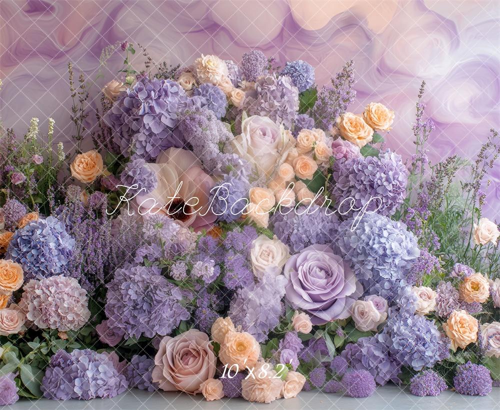 Fondo Pastel Floral de Primavera Púrpura Diseñado por Mini MakeBelieve