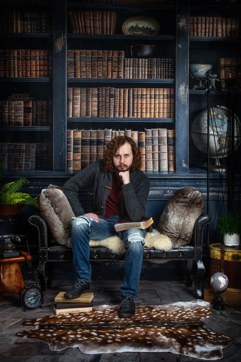 Kate Sweep Retro Shabby Black Bookcase Backdrop Designed by Megan Leigh Photography