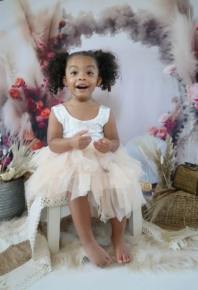 Kate Boho Pampes Flower White Wall Floral Arch Backdrop for Photography