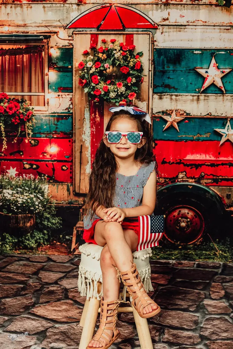 Kate American Independence Day Forest Old RV Backdrop Designed by Emetselch
