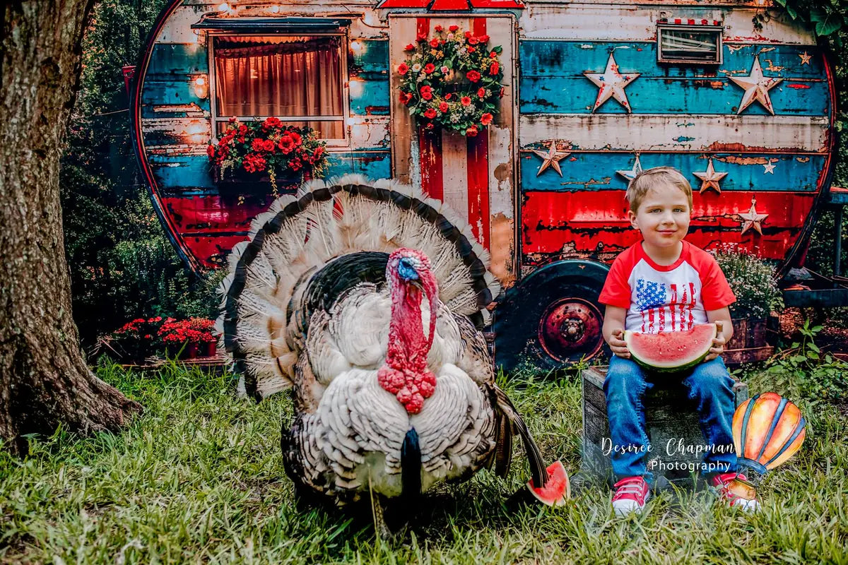Kate American Independence Day Forest Old RV Backdrop Designed by Emetselch