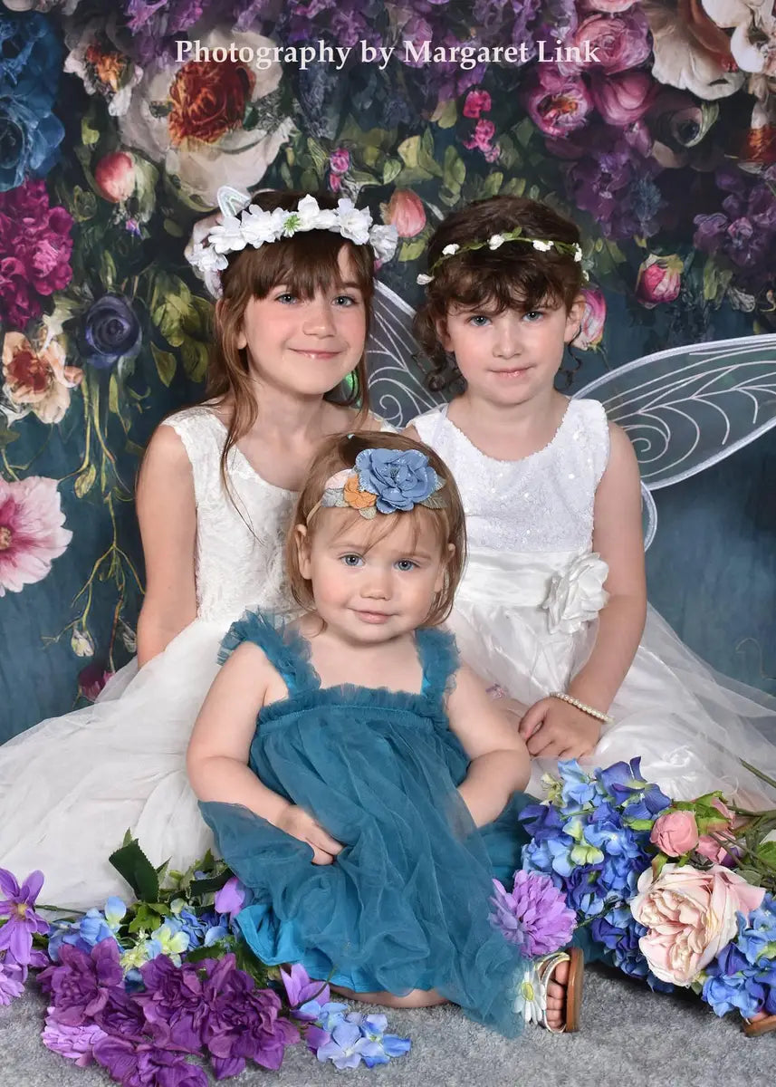 Kate Spring Fine Art Oil Painterly Floral Dark Teal Backdrop Designed by Mini MakeBelieve