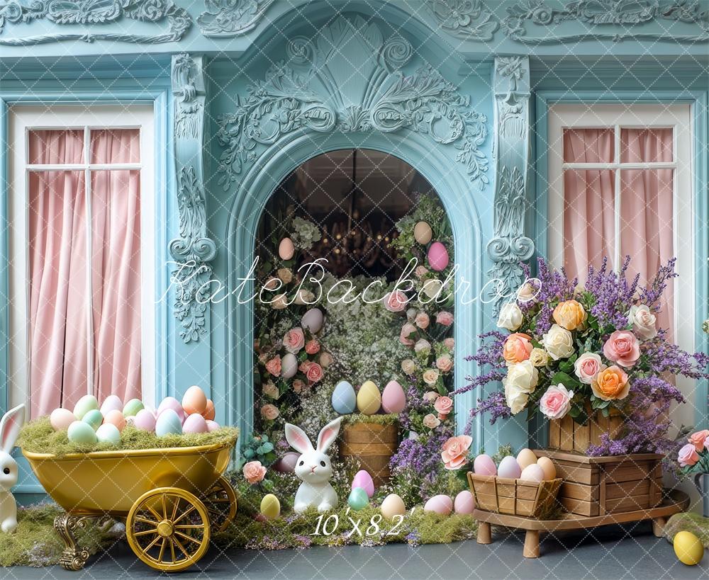Kate Easter Bunny Floral Retro Arch Backdrop Designed by Mini MakeBelieve