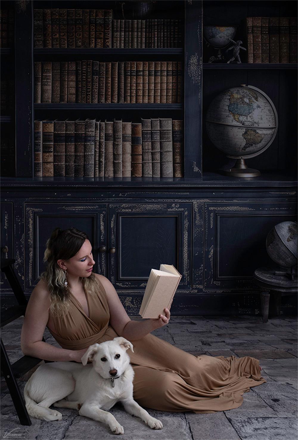 Kate Sweep Retro Shabby Black Bookcase Backdrop Designed by Megan Leigh Photography