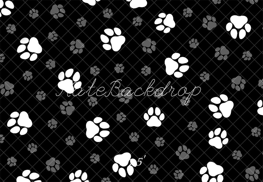 Kate Black White Paw Print Pattern Backdrop Designed by Mandy Ringe Photography