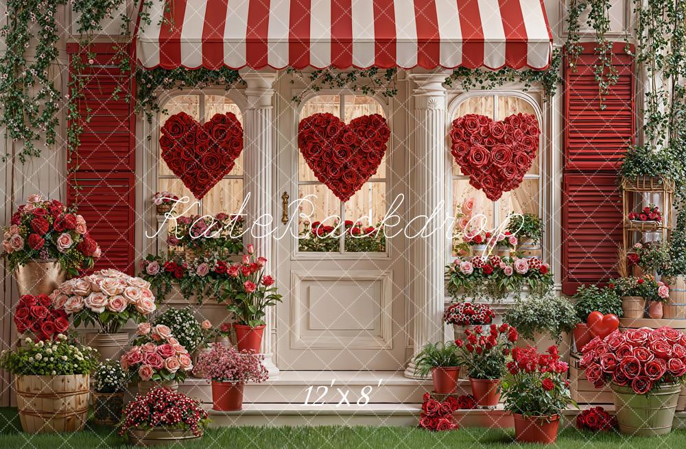 Kate Valentine's Day Red Rose Heart Flower Shop Backdrop Designed by Emetselch