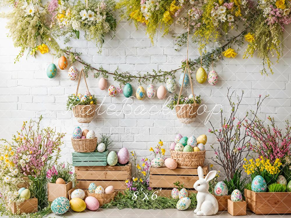 Kate Easter Floral Wooden Ladder Bunny Eggs Backdrop Designed by Emetselch