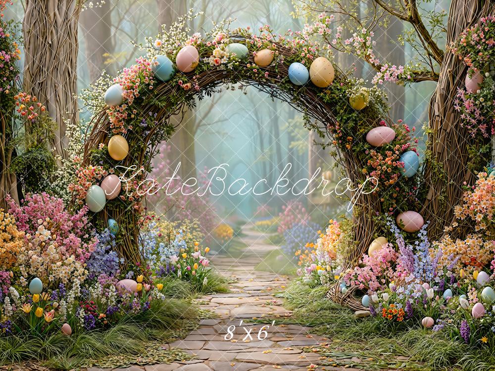 SALE Kate Easter Forest Bunny Flower Arch Pastel Eggs Pathway Backdrop Designed by Emetselch