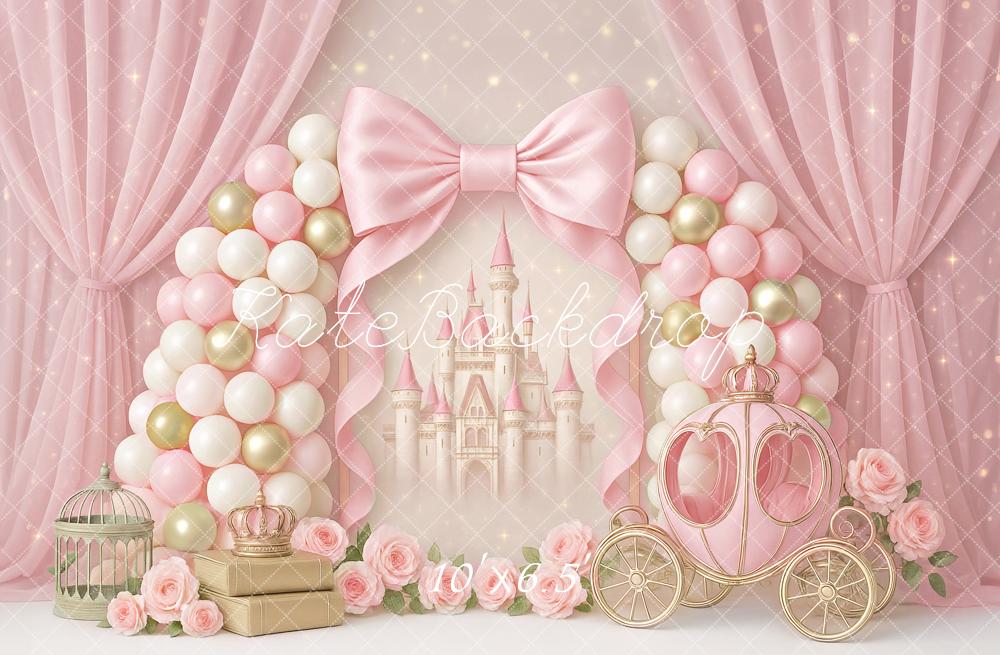 Cake Smash Kasteel Roze Prinses Koets Foto Achtergrond Designed by Ashley Paul