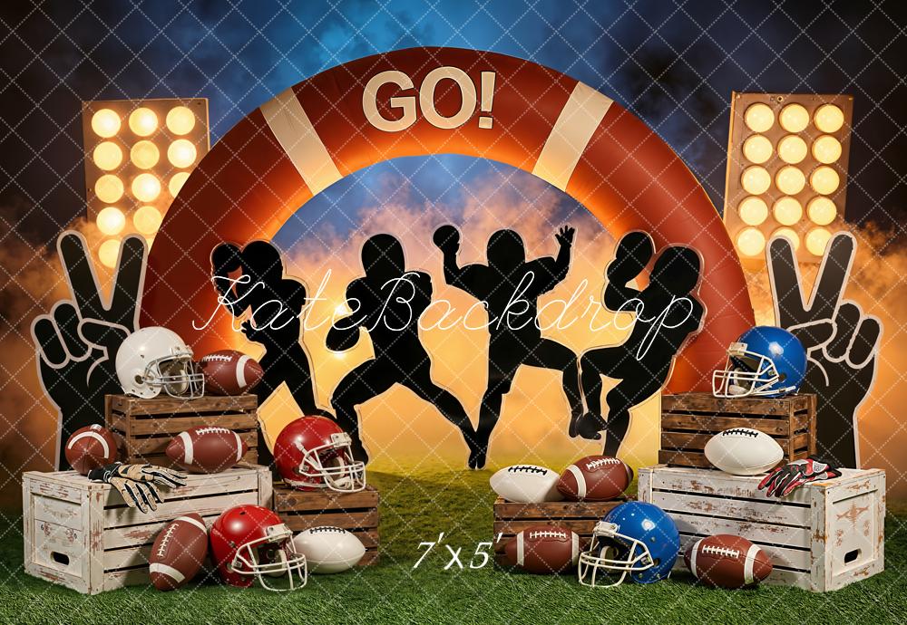 Kate Sports Football Stadium Arch Crates Helmets Silhouettes Backdrop Designed by Emetselch