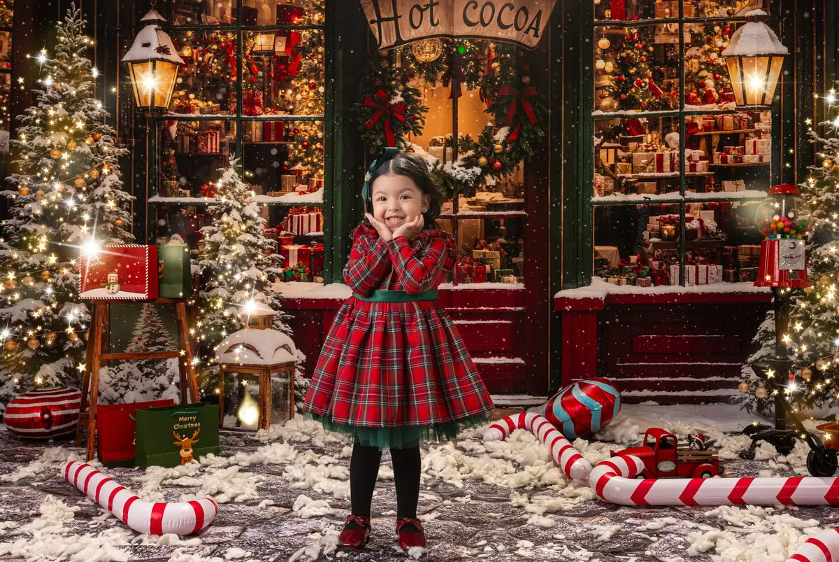 Kate Christmas Retro Hot Cocoa Store Backdrop Designed by Emetselch
