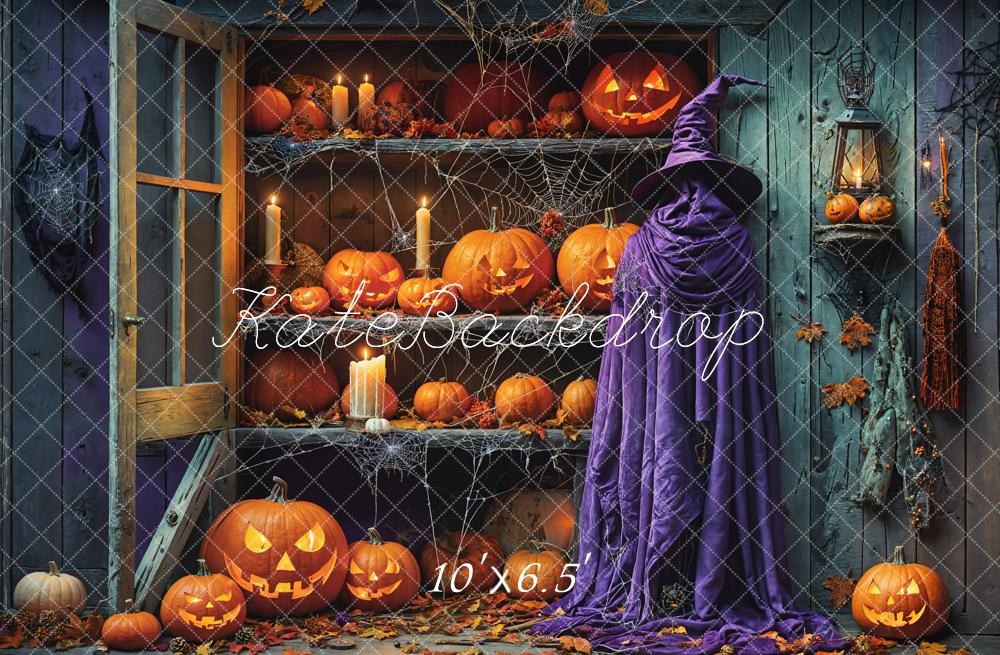 Fondo de tienda de calabazas shabby de Halloween Designed by Emetselch