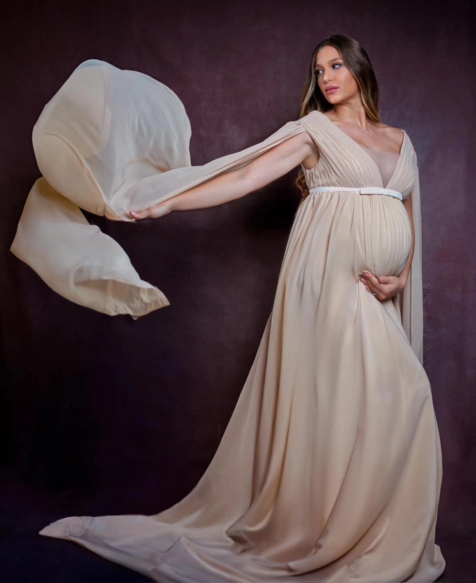 Kate Satin Custom Maternity Photoshoot Gowns, XXL / 160#-Dark green Kate Satin Custom Maternity Photoshoot Gowns, XXL / 160#-Dark green