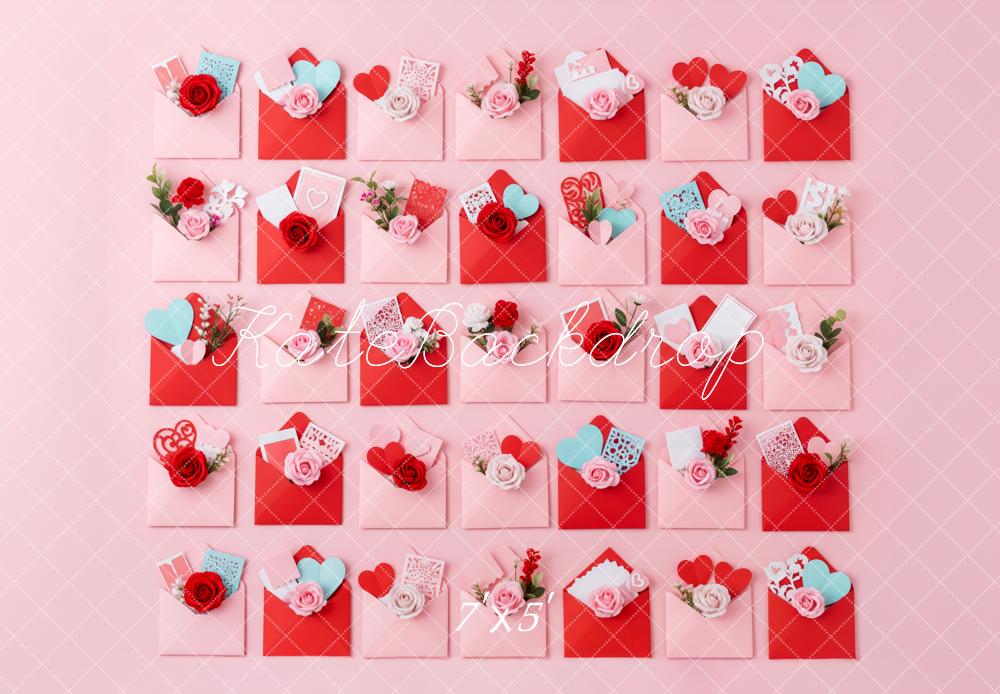 Kate Valentine's Day Envelopes Hearts Flowers Backdrop Designed by Patty Roberts