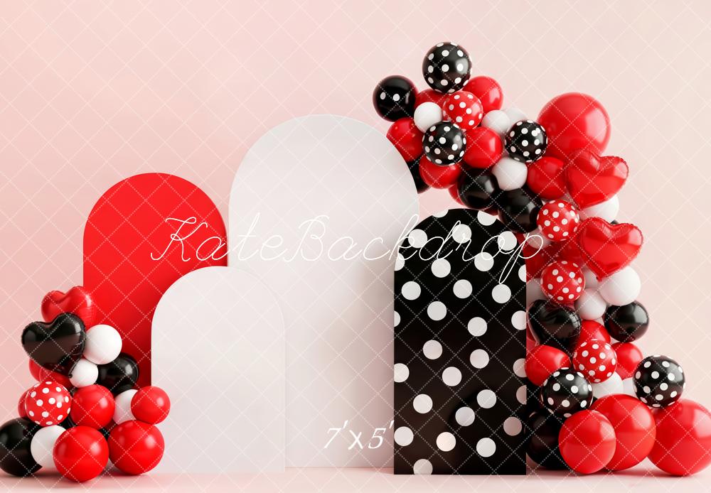 Kate Red Black White Arches Balloon Garland Polka Dot Backdrop Designed by Patty Roberts