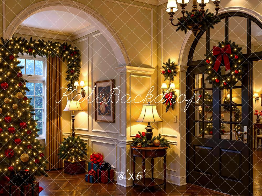 Kate Christmas Interior Condo Arch Wreath Garland Tree Backdrop Designed by Mini MakeBelieve