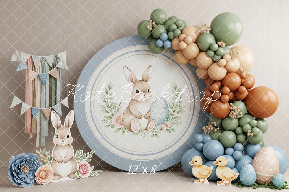 Kate Easter Bunny Pastel Balloons Duck Eggs Floral Backdrop Designed by Patty Roberts