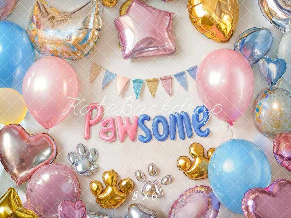 Sfondo con palloncini per compleanno di animali domestici Pawsome progettato da Emetselch