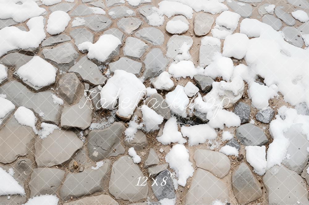 Kate Winter Cobblestone with Snow Floor Backdrop Designed by Kate Image