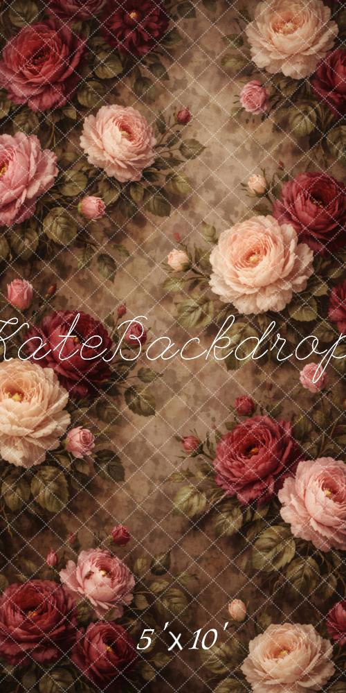 Kate Sweep Fine Art Vintage Rose Flower Pattern Printed Backdrop Designed by Vertigo Productions