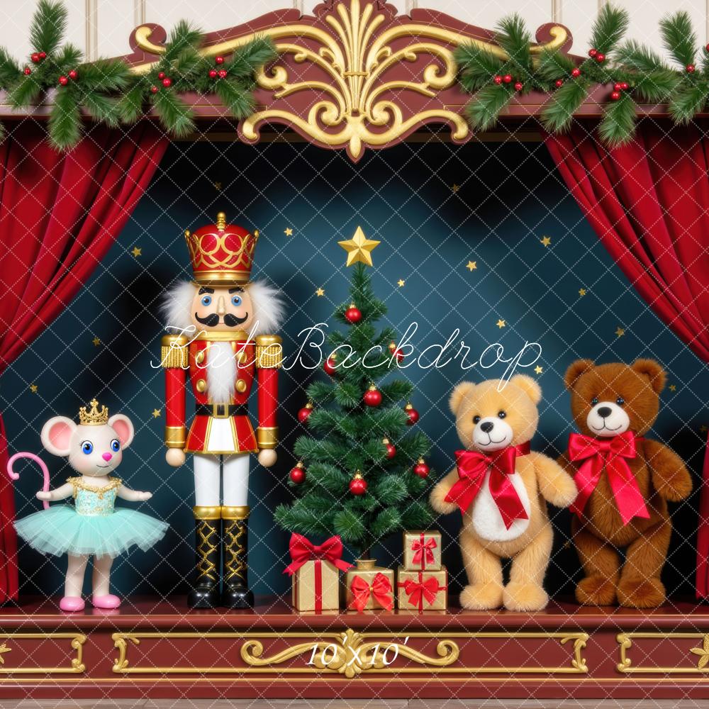 Kate Christmas Nutcracker Mouse Bear Stage Backdrop Designed by Mini MakeBelieve