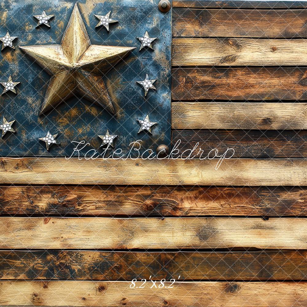 Kate Independence Day Rustic American Wood Flag Backdrop Designed by Mini MakeBelieve