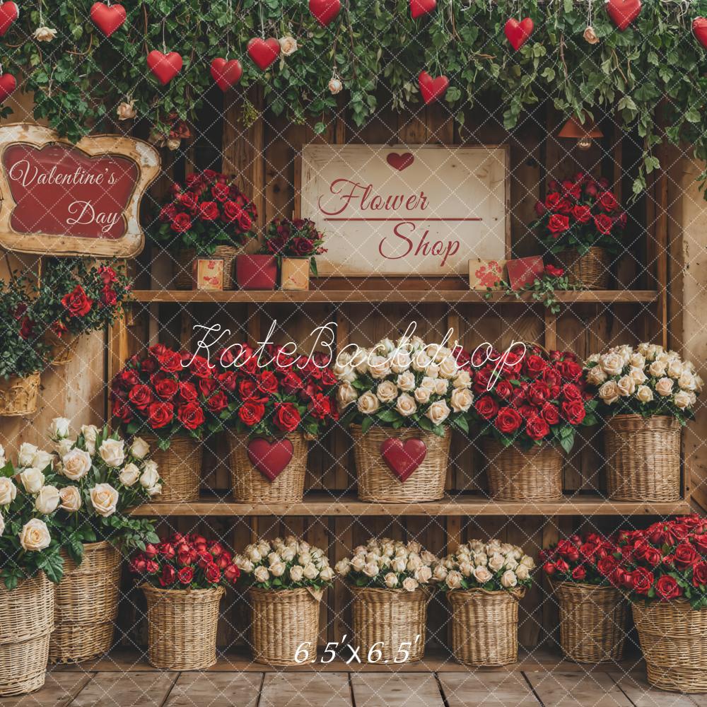 Kate Valentine's Day Flower Shop Red Baskets Backdrop Designed by Emetselch