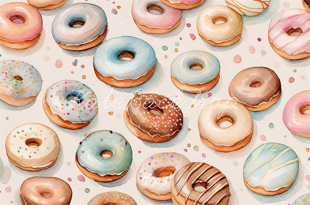 Kate Watercolor Donuts Backdrop Designed by Mandy Ringe Photography