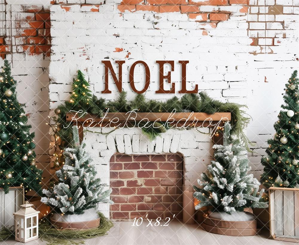 Kate Christmas Tree Noel Fireplace Brick Backdrop Designed by Patty Roberts