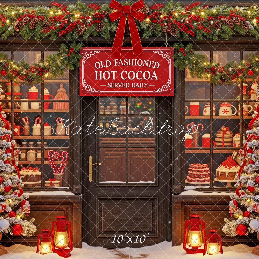 Kate Christmas Hot Cocoa Shop Christmas Trees Garland Backdrop Designed by Patty Roberts