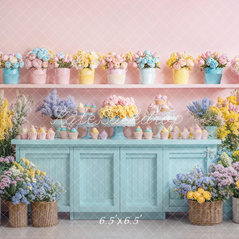 Kate Spring Floral Cupcake Pastel Cabinet Backdrop Designed by Emetselch