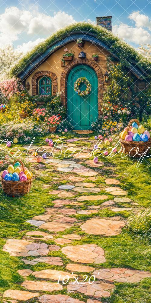 Easter Spring House Eggs Path Foto Achtergrond Designed by Emetselch