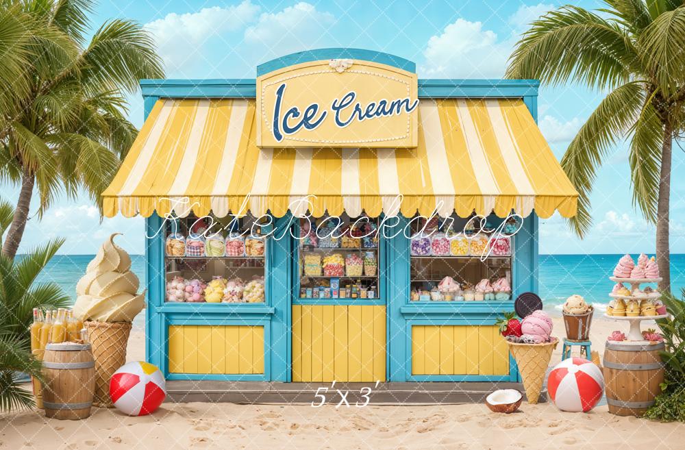 Kate Summer Beach Ice Cream Shop Backdrop Designed by Emetselch