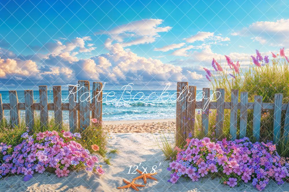 Fondo Floral de Verano en la Playa con Cerca Diseñado por Emetselch